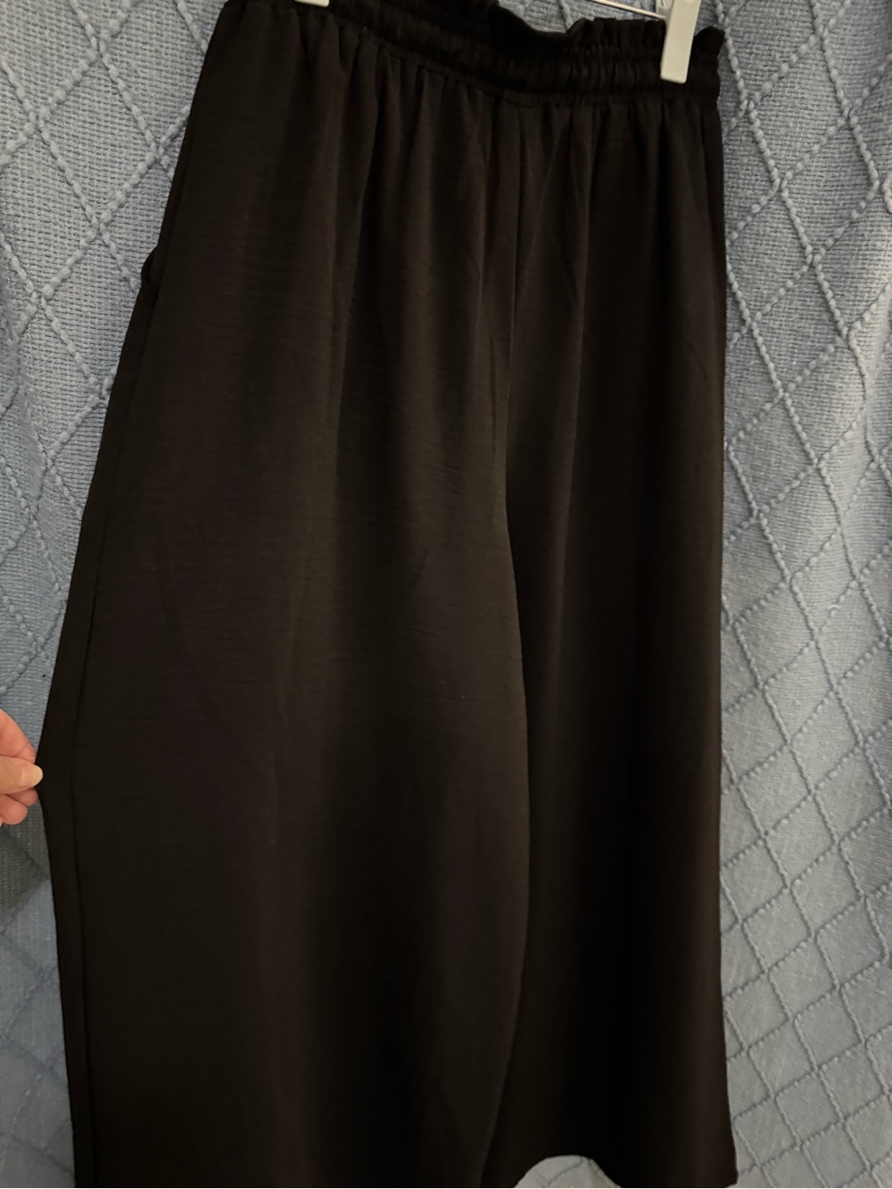 Black Wide Leg Elastic Waist Pants